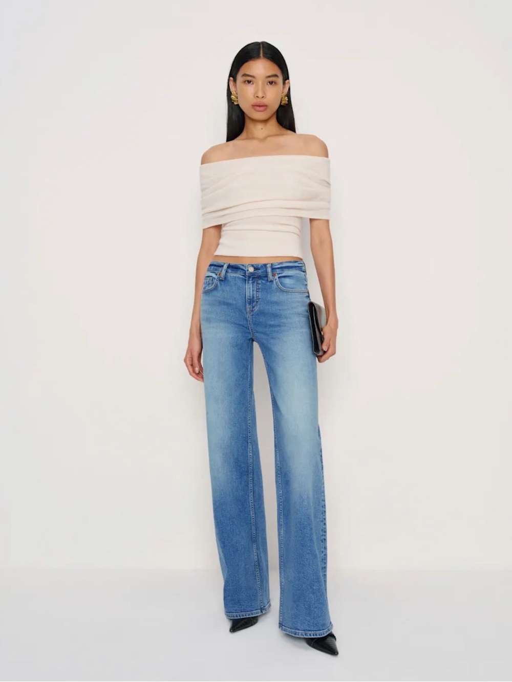 Reformation Greta Super Stretch Low Rise Wide Leg Jeans ALTERED- size 27
